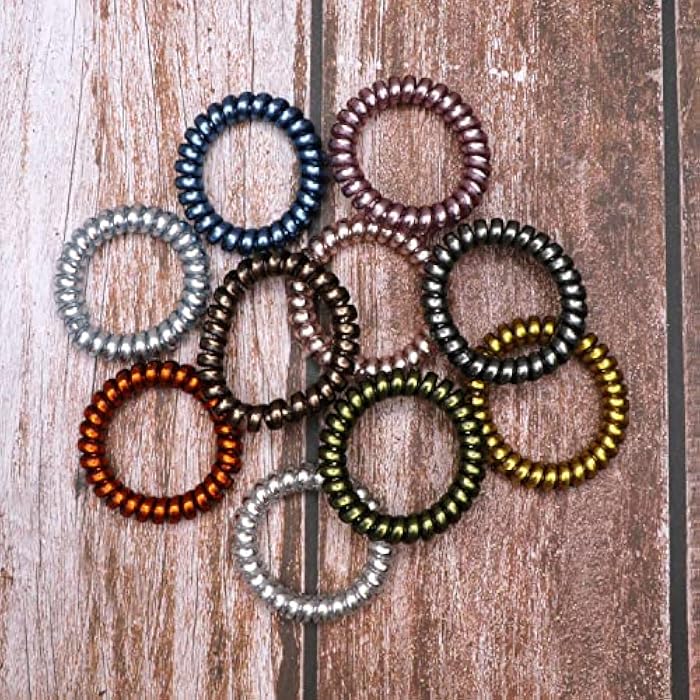 Shivarth Rubber Telephone Wire Hair Ties Spiral Slinky Hair Head Elastic Bands Set Color Mixing Fashion Transparent Clear Elastic Hair Bands Wire Styled Ties Spiral Rubber Rope Bobble 10pcs - Image 5